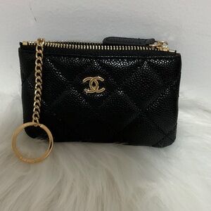 Black Quilted key Pouch Coin Case Wallet